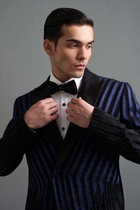 Gargee Designers Black Polyester Embroidery, Sequins Neelaya Tuxedo Pant Set at Aza Fashions Gargee Designers_Black Polyester Embroidery, Sequins Neelaya Tuxedo Pant Set _at_Aza_Fashions