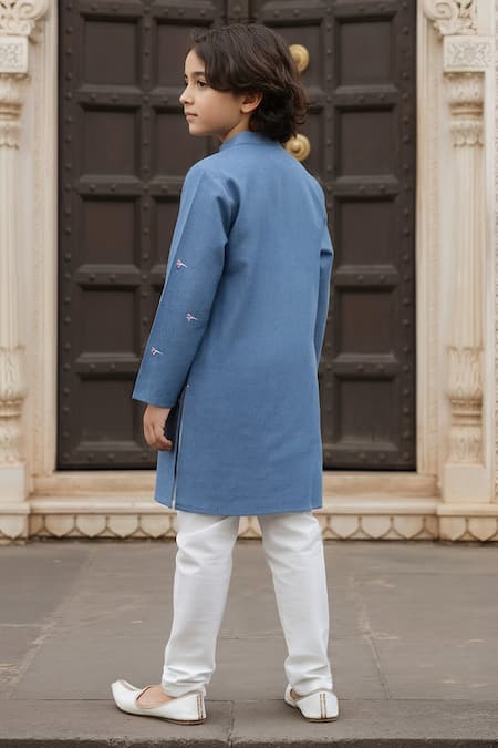 Fayon Kids Blue Embroidered Kurta With Pant