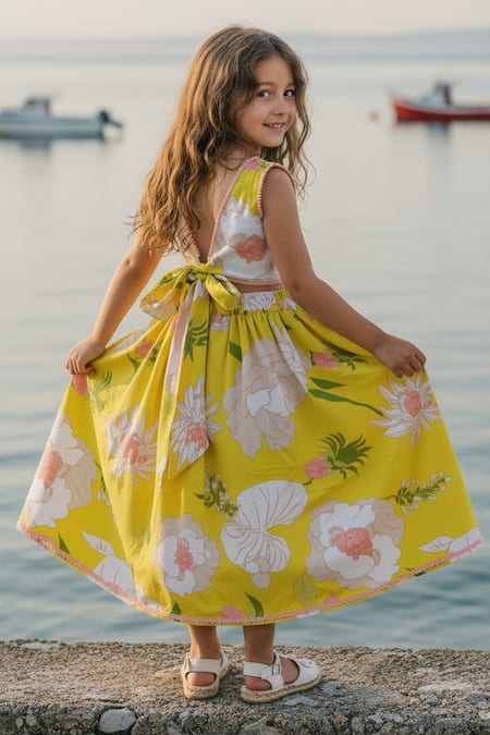 Fayon Kids Floral Print Lehenga With Top 