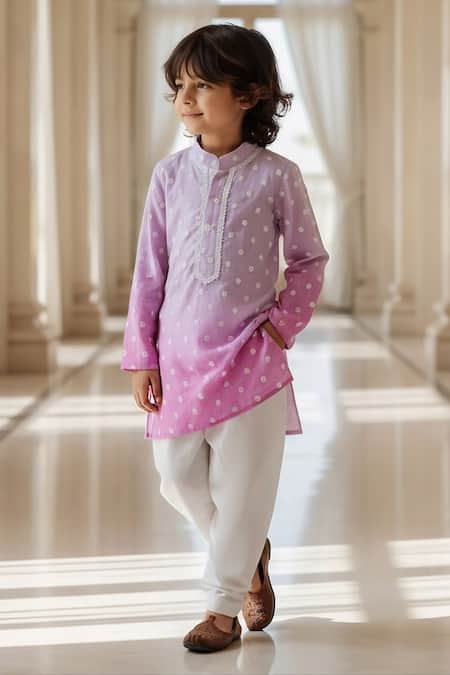 Fayon Kids Ombre Embroidered Kurta With Salwar