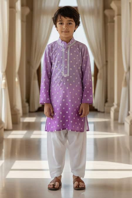Fayon Kids Ombre Embroidered Kurta With Salwar