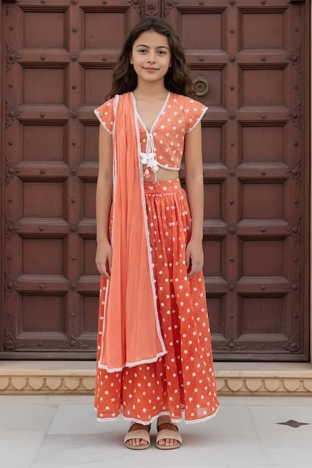 Fayon Kids Ombre Embroidered Lehenga Blouse Set