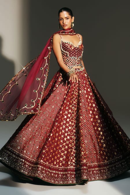 Mahima Mahajan Mala Hand Embroidered Kali Lehenga Set 