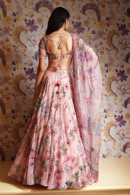 Mahima Mahajan Samaira Floral Sequin Embroidered Lehenga Set 