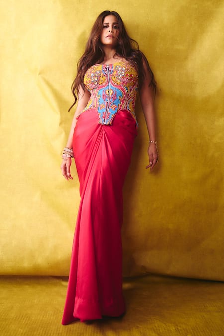 Label Moni K Gypsy Embellished Top With Draped Skirt 