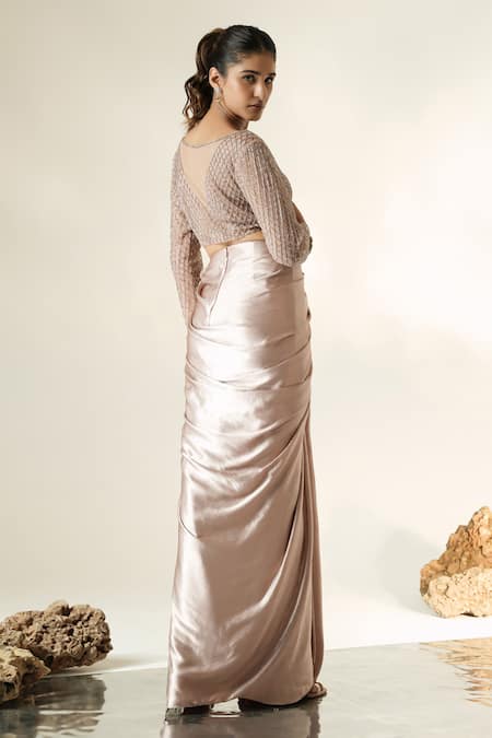 Muskan Aggarwal Ishya Embroidered Blouse Draped Skirt Set 