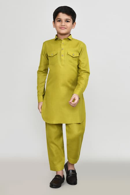 Petite Pomme Plain Jacquard Kurta With Pant 