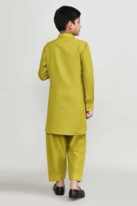 Petite Pomme Plain Jacquard Kurta With Pant 