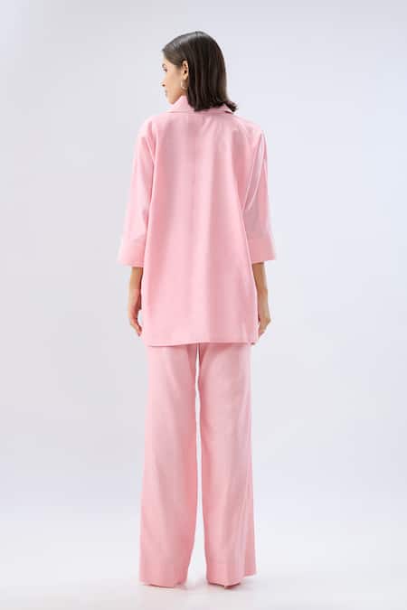 Raw & Rustic By Niti Bothra Linen V-Neck Top & Pant Set 