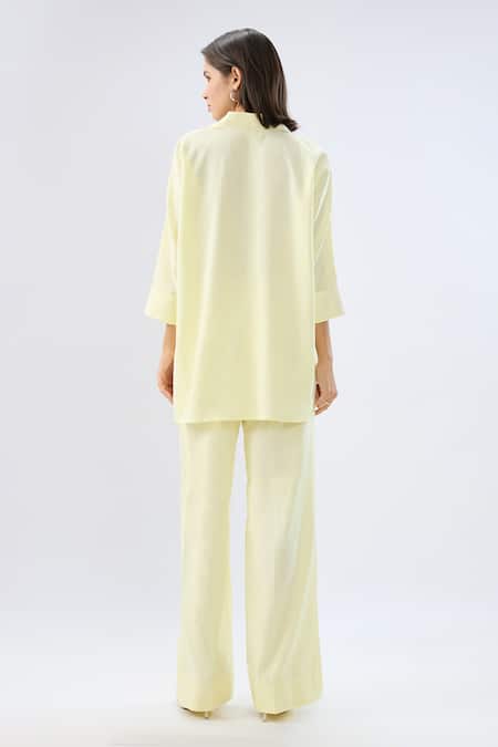 Raw & Rustic By Niti Bothra Linen V-Neck Top & Pant Set 