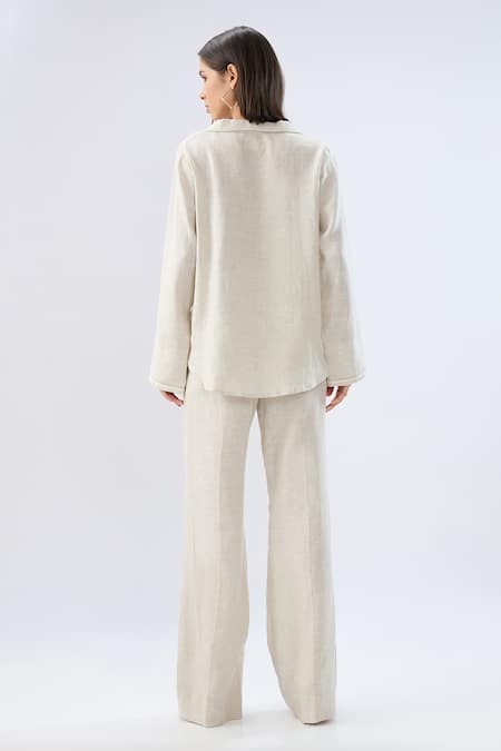 Raw & Rustic By Niti Bothra Linen Tie-Up Shirt With Pant 