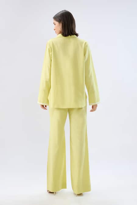 Raw & Rustic By Niti Bothra Linen Drawstring Top & Pant Set 