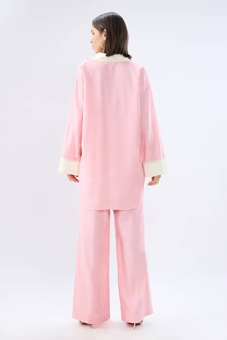 Raw & Rustic By Niti Bothra Linen Collared Top & Pant Set 