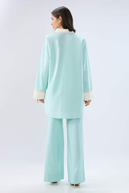 Raw & Rustic By Niti Bothra Linen Collared Top & Pant Set 