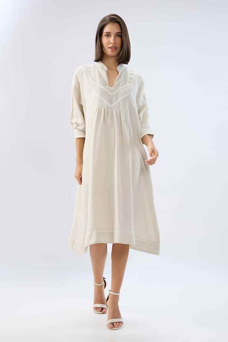 Raw & Rustic By Niti Bothra Lace Trim Yoke Dress 