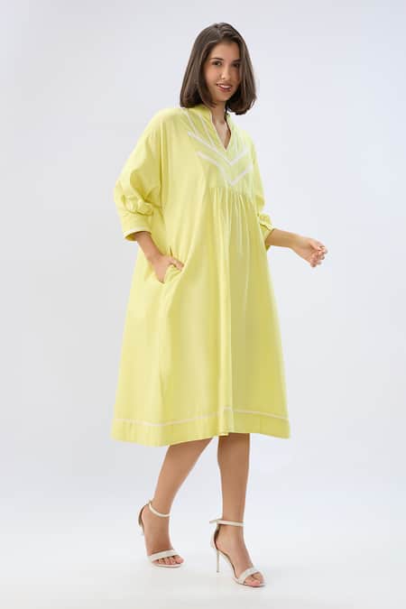 Raw & Rustic By Niti Bothra Linen V-Neck Midi Dress  