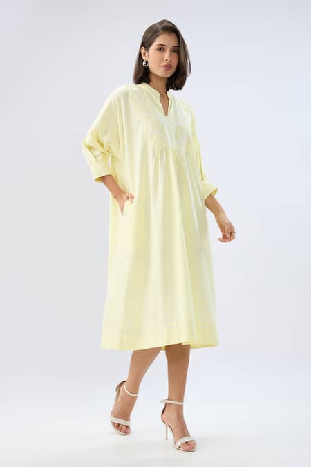 Raw & Rustic By Niti Bothra Linen V-Neck Midi Dress  