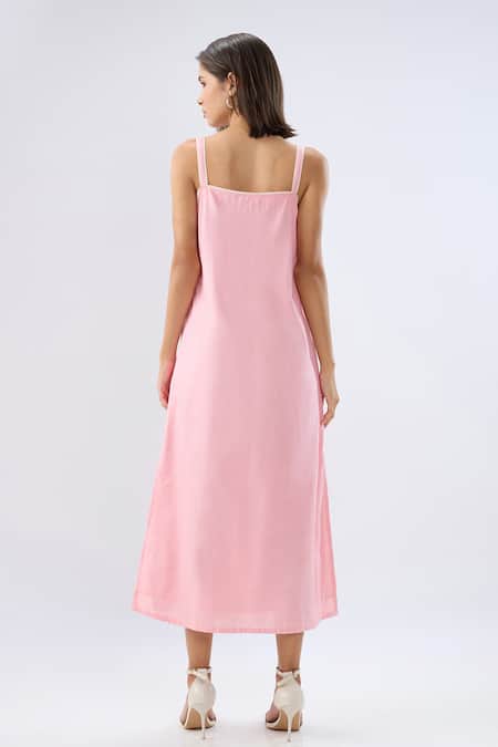 Raw & Rustic By Niti Bothra Linen Square Neck Midi Dress  