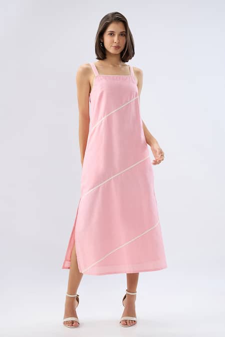 Raw & Rustic By Niti Bothra Linen Square Neck Midi Dress  