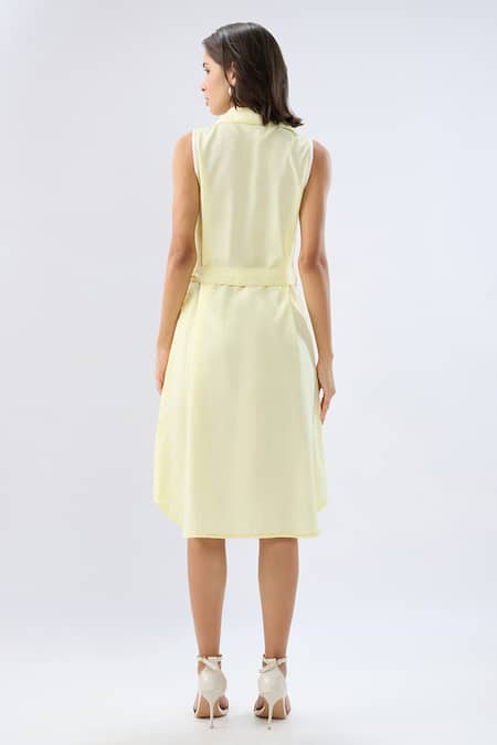 Raw & Rustic By Niti Bothra Linen Sleeveless Collared Midi Dress 