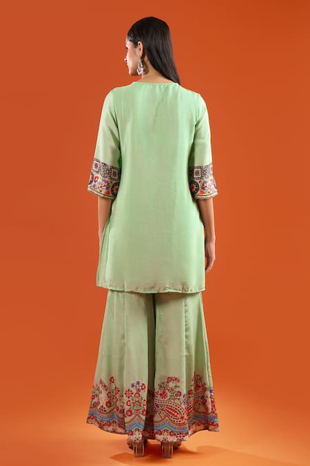 Samyukta Singhania Printed & Embroidered Kurta Sharara Set