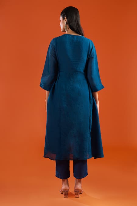 Samyukta Singhania Embroidered Mul Chanderi Anarkali Set