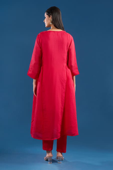 Samyukta Singhania Mul Chanderi Embroidered Anarkali Set