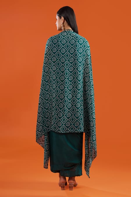 Samyukta Singhania Printed Cape & Draped Saree Dress Set