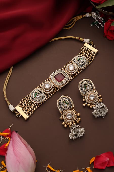 Swabhimann Pearl Embellished Choker Set 