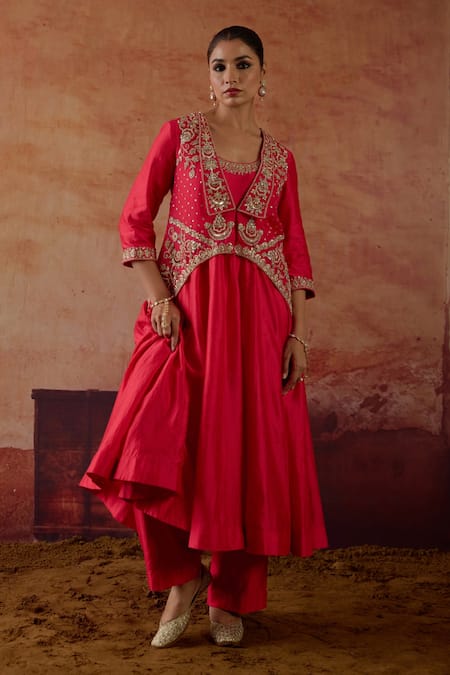 Vinita Bhansali Eka Embroidered Jacket Anarkali Set