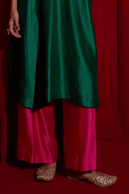 Vinita Bhansali Green Silk Beads, Sequins, Zari Haryali Banni Embroidered Kaftan And Pant Set Online at Aza Fashions Vinita Bhansali_Green Silk Beads, Sequins, Zari Haryali Banni Embroidered Kaftan And Pant Set _Online_at_Aza_Fashions