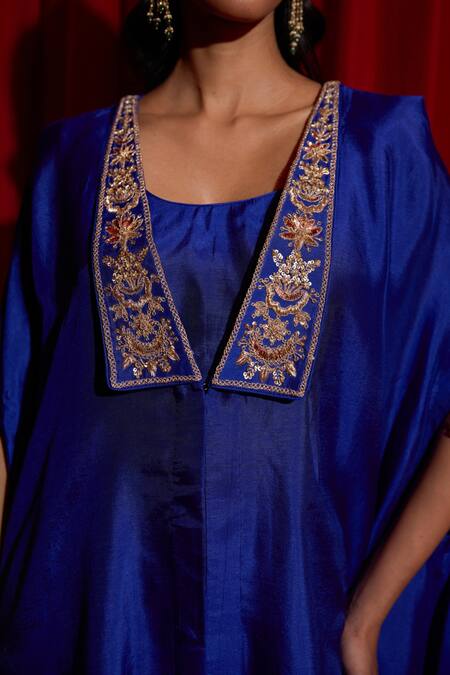 Buy Vinita Bhansali Blue Silk Gota Patti Open , Round Asma Embroidered Cape Sharara Set Buy_Vinita Bhansali_Blue Silk Gota Patti Open , Round Asma Embroidered Cape Sharara Set