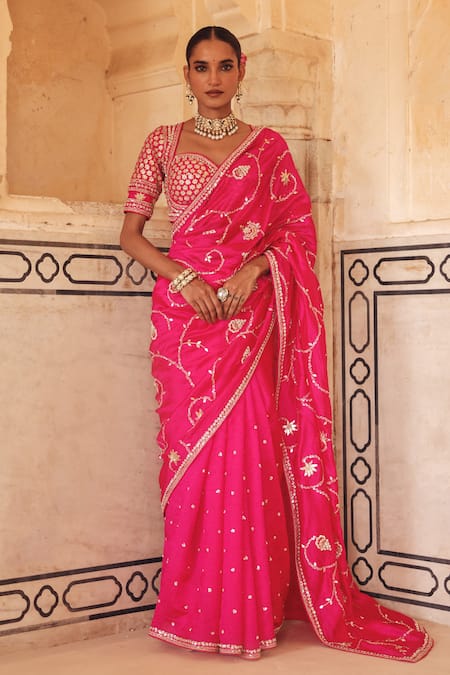 Vinita Bhansali Falguni Silk Embroidered Saree With Blouse 