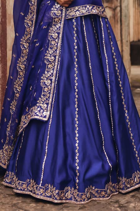 Vinita Bhansali Blue , Organza Embroidery, Zari, Metallic Aavya Kurta Lehenga Set at Aza Fashions Vinita Bhansali_Blue , Organza Embroidery, Zari, Metallic Aavya Kurta Lehenga Set _at_Aza_Fashions