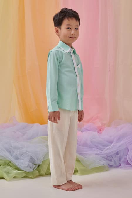 Littleens_Mint Cotton Furin Summer Sea Green Shirt _at_Aza_Fashions