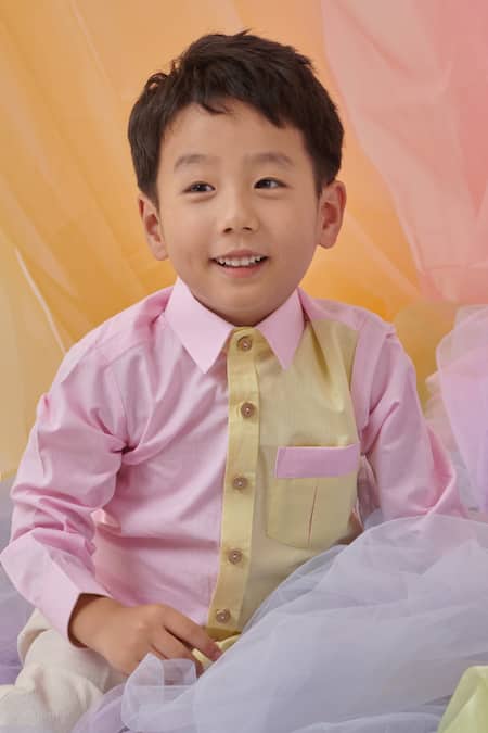 Shop_Littleens_Pink Cotton Cosmo The Brighter Shirt _Online_at_Aza_Fashions