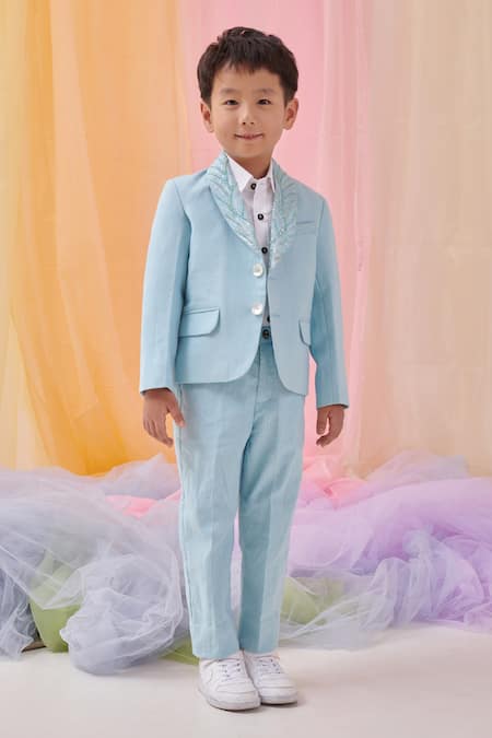 Littleens Elora Embroidered Blazer With Pant