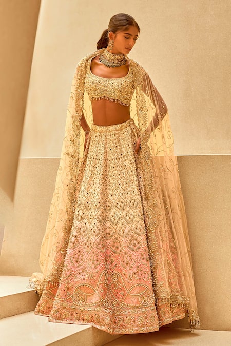 Tamanna Punjabi Kapoor Embroidered Ombre Raw Silk Lehenga Set 
