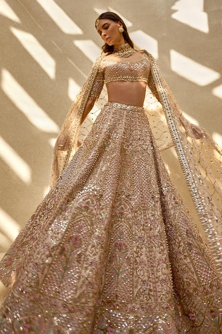 Tamanna Punjabi Kapoor Pink Silk, Shantoon, Net Embroidery, Mirrors, Sequins, Embellished Lehenga Set Online at Aza Fashions Tamanna Punjabi Kapoor_Pink Silk, Shantoon, Net Embroidery, Mirrors, Sequins, Embellished Lehenga Set _Online_at_Aza_Fashions