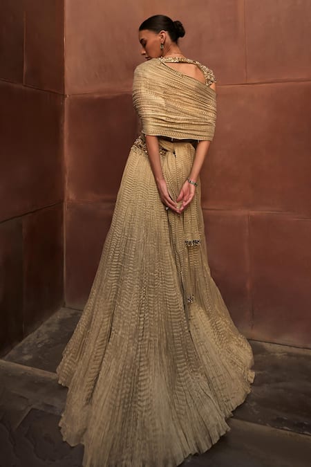 Tamanna Punjabi Kapoor Crushed Lehenga & Embroidered Blouse Set 