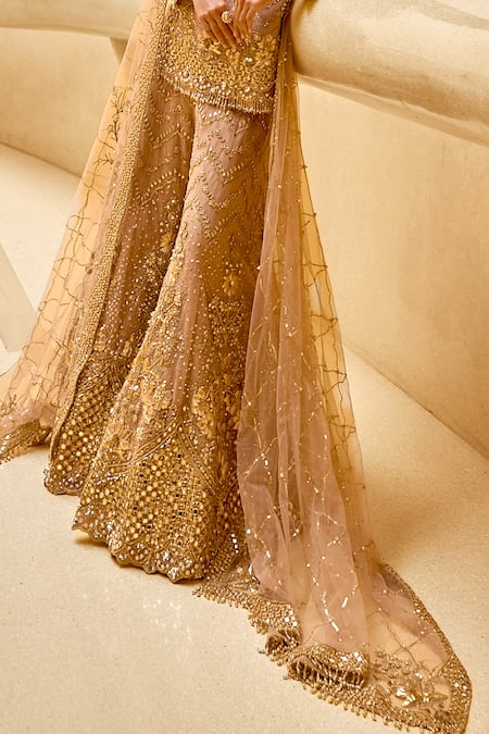 Buy_Tamanna Punjabi Kapoor_Pink Tulle Embroidery, Sequins, Stones, Beads Scoop Chevron Kurta Sharara Set _Online_at_Aza_Fashions