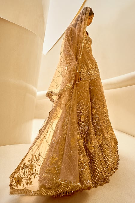 Tamanna Punjabi Kapoor Chevron Sequin Embroidered Kurta Sharara Set 