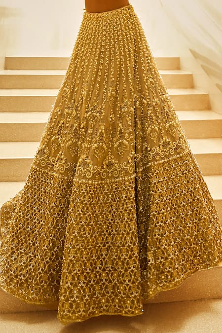 Tamanna Punjabi Kapoor Beige Tulle Sequins, Beads, Embroidery Scoop Neck Embellished Lehenga Set Online at Aza Fashions Tamanna Punjabi Kapoor_Beige Tulle Sequins, Beads, Embroidery Scoop Neck Embellished Lehenga Set _Online_at_Aza_Fashions