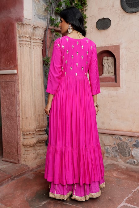 Nazar By Indu Mirror Work Angrakha Anarkali Gharara Set