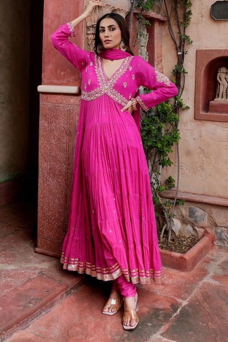 Nazar By Indu Mirror Work & Gota Detailed Anarkali Set