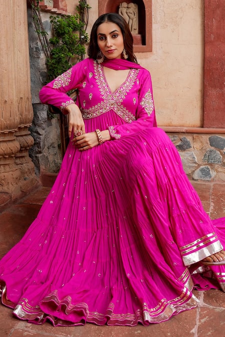 Nazar By Indu Mirror Work & Gota Detailed Anarkali Set