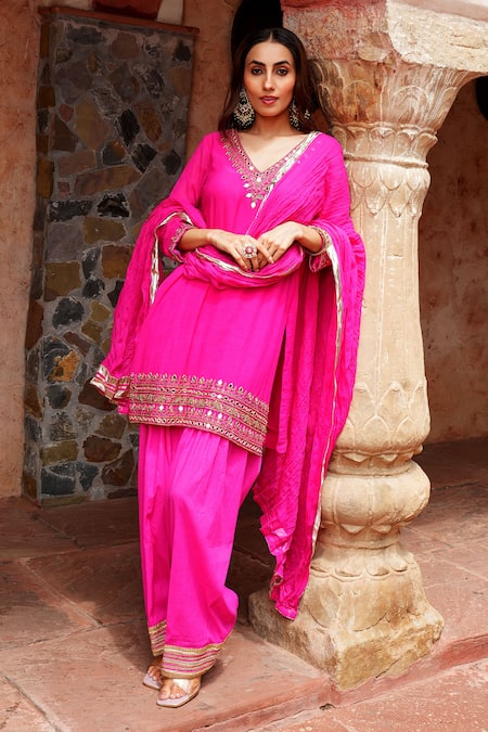 Nazar By Indu Mirror Work Kurta Farshi Salwar Set