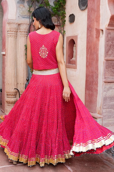 Nazar By Indu Gota Zari Embroidered Jacket & Skirt Set