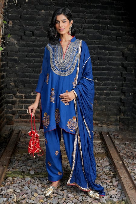 Nazar By Indu Embroidered Yoke Motif Kurta Salwar Set