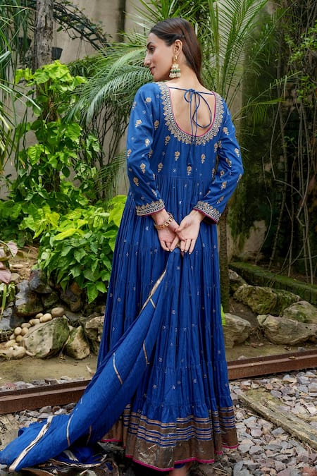 Nazar By Indu Gold Motif Embroidered Anarkali Set